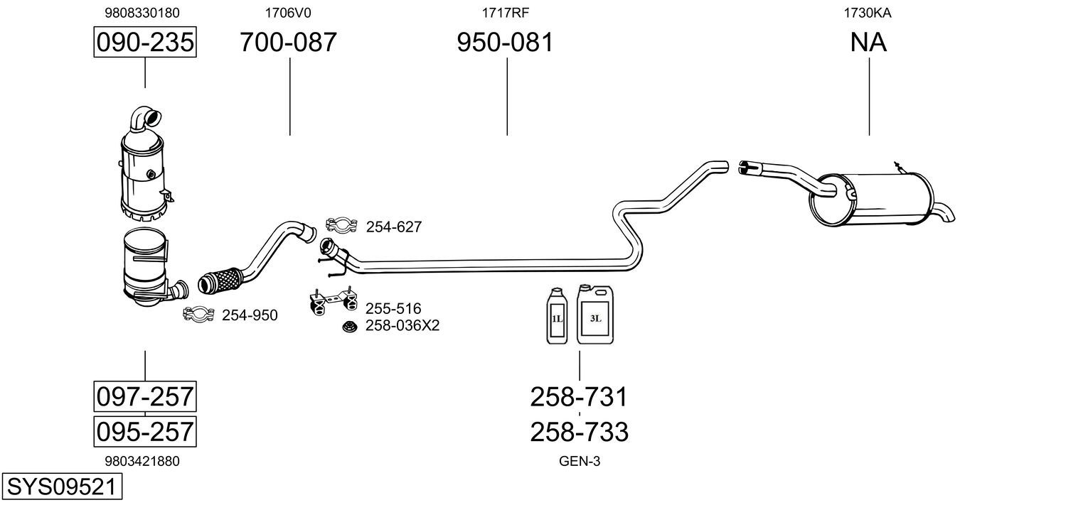 Układ wydechowy BOSAL SYS09521