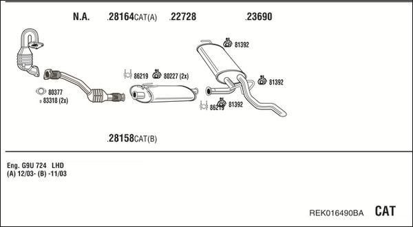 Układ wydechowy WALKER REK016490BA