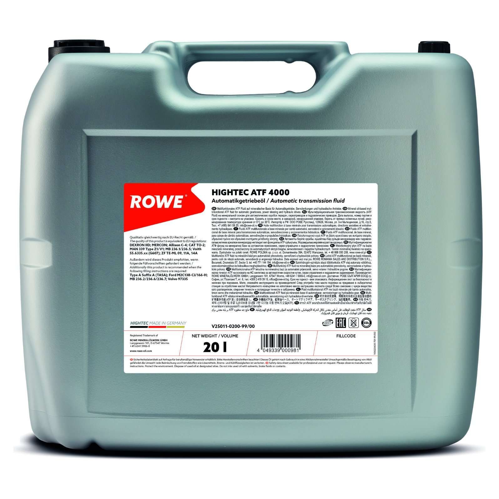 ulei de transmisie ROWE HIGHTEC ATF 4000 25011-0200-99