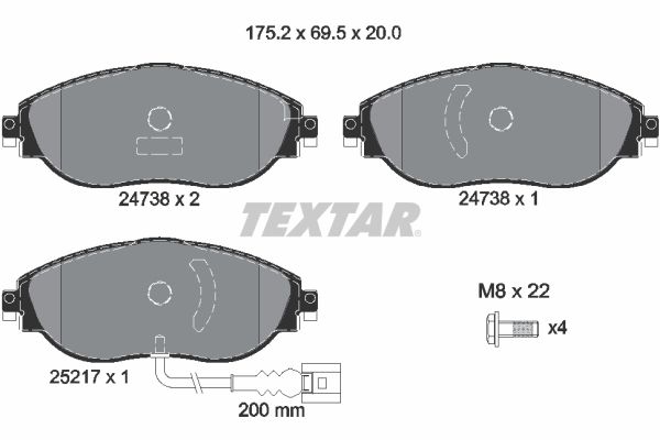 Sada brzdových platničiek kotúčovej brzdy TEXTAR 2473801