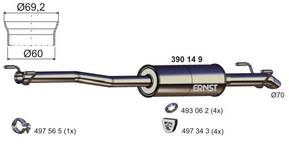 Tłumik środkowy ERNST 390149