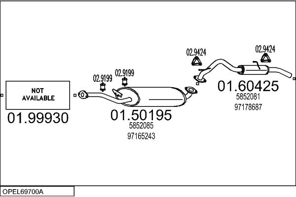 Układ wydechowy MTS OPEL69700A009992