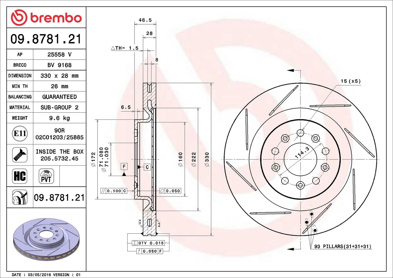 Levně Brzdový kotouč BREMBO 09.8781.21