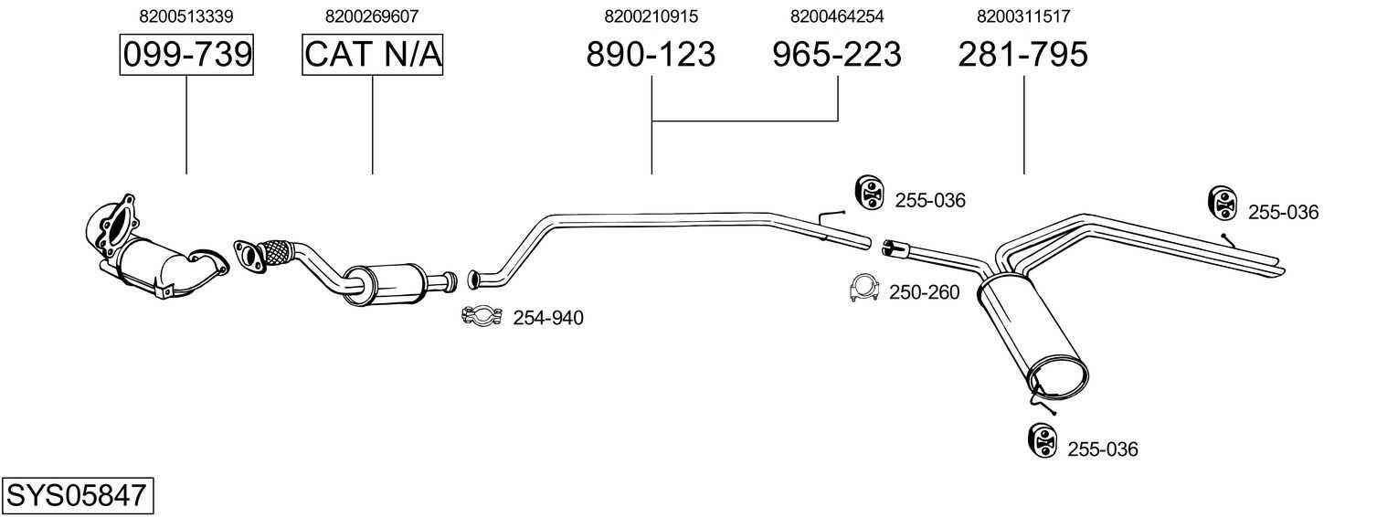 Układ wydechowy BOSAL SYS05847