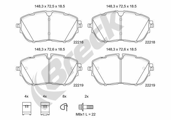set placute frana,frana disc BRECK 22218 00 701 00