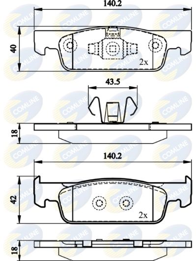Zestaw klocków hamulcowych, hamulce tarczowe COMLINE CBP02144