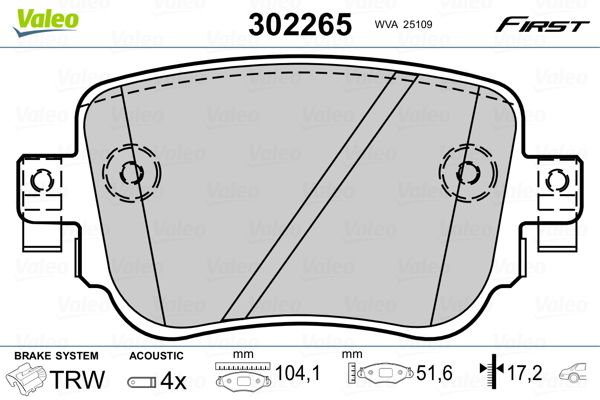 Sada brzdových platničiek kotúčovej brzdy VALEO 302265