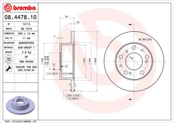 Tarcza hamulcowa BREMBO 08.4478.10