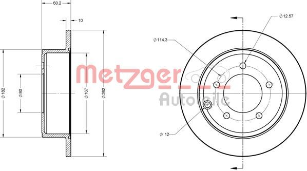 Tarcza hamulcowa METZGER AUTOTEILE 6110122