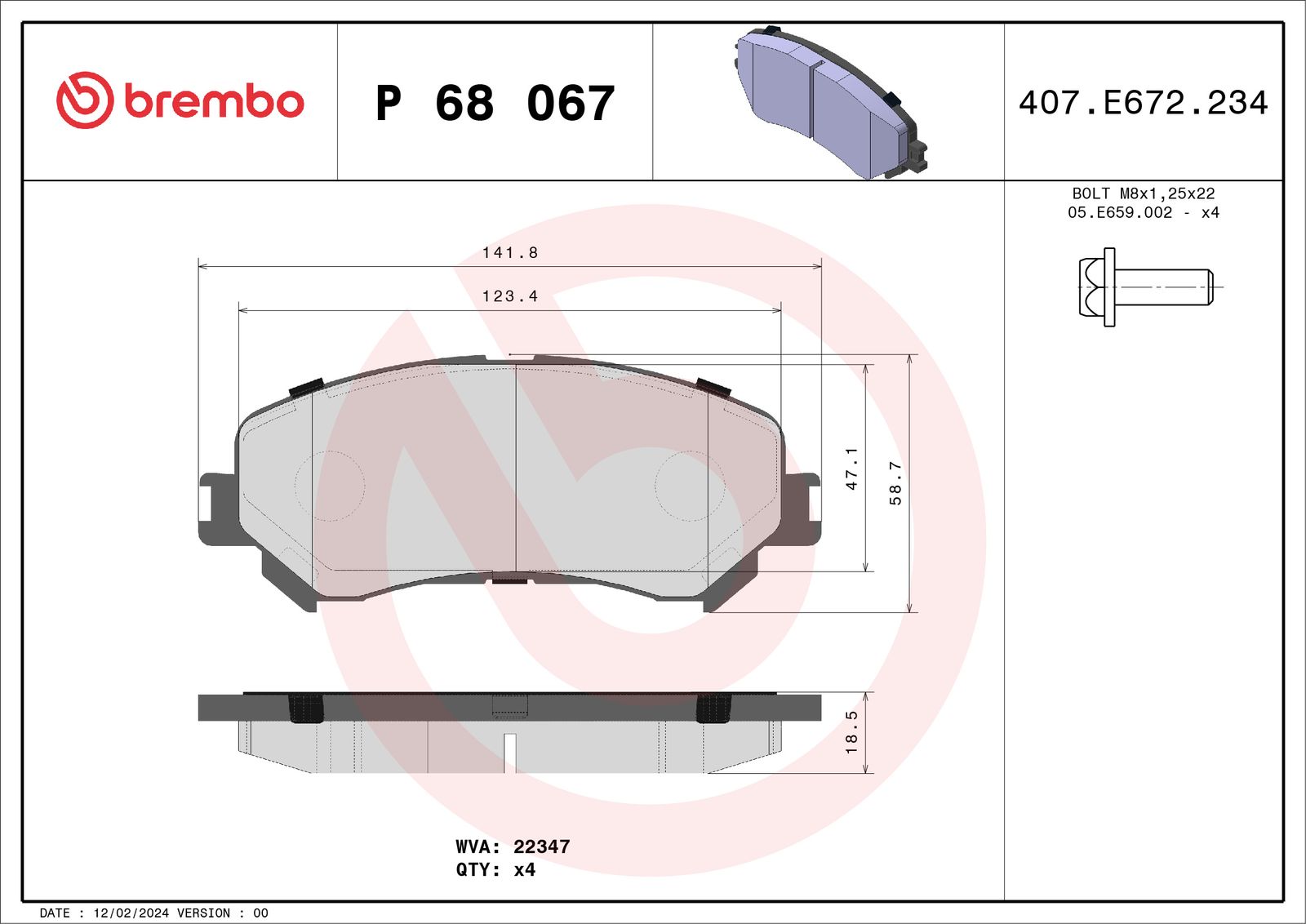 Sada brzdových platničiek kotúčovej brzdy BREMBO P 68 067