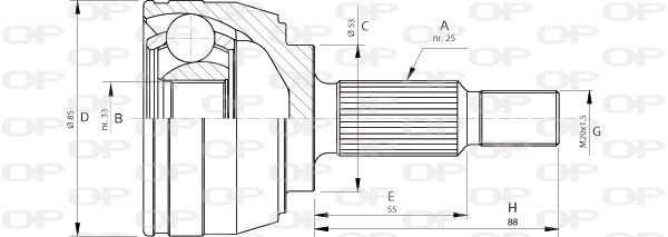 Jeu de joints, arbre de transmission