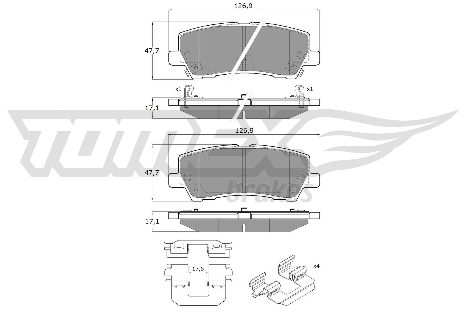 Levně Sada brzdových destiček, kotoučová brzda TOMEX Brakes 18-97
