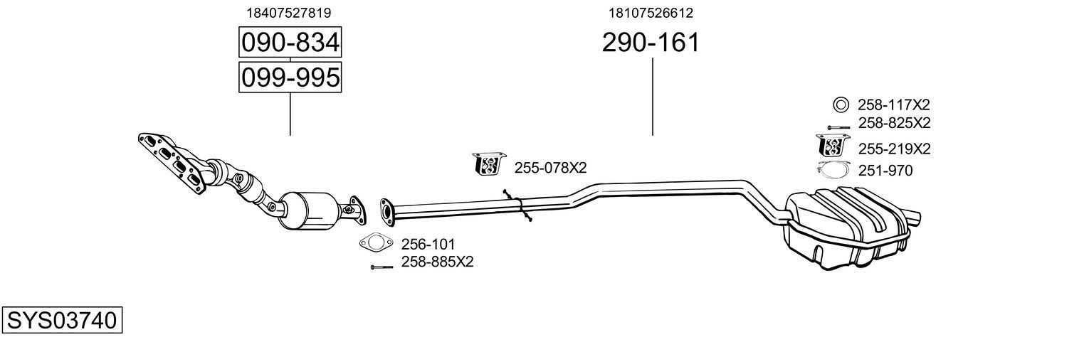 Układ wydechowy BOSAL SYS03740