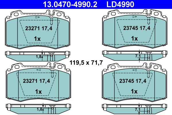 Sada brzdových platničiek kotúčovej brzdy ATE 13.0470-4990.2
