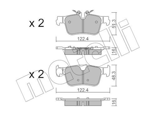 set placute frana,frana disc METELLI 22-1390-0