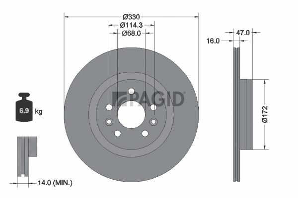 Tarcza hamulcowa PAGID 56518NC