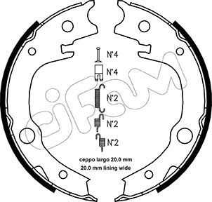 Zestaw szczęk hamulcowych, hamulec postojowy CIFAM 153-443K