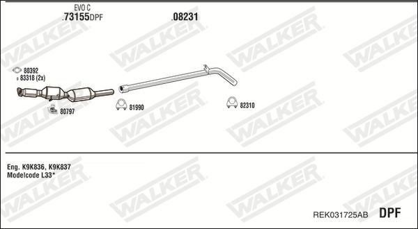 Układ wydechowy WALKER REK031725AB
