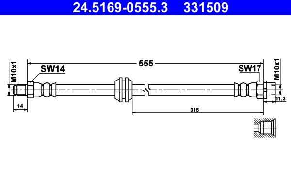 Brzdová hadice ATE 24.5169-0555.3