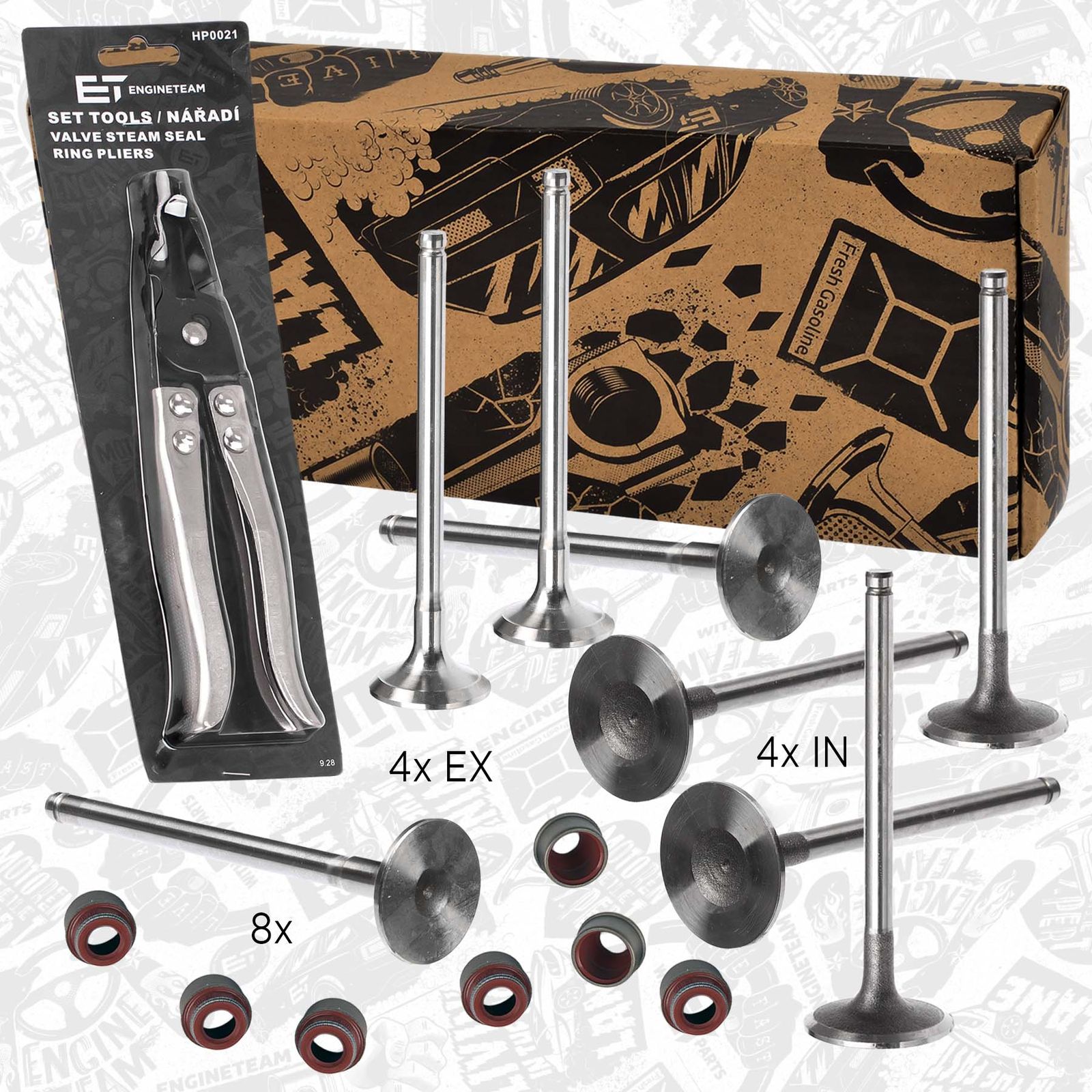 Set supape, supapă admisie/evacuare ET ENGINETEAM boxET – service kit VS0002VR1