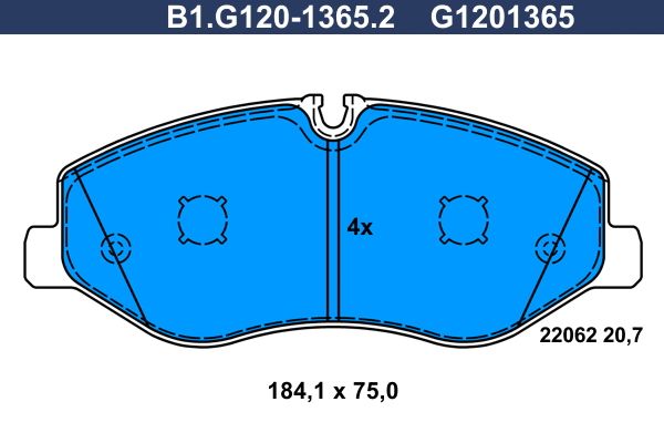 Zestaw klocków hamulcowych, hamulce tarczowe GALFER B1.G120-1365.2
