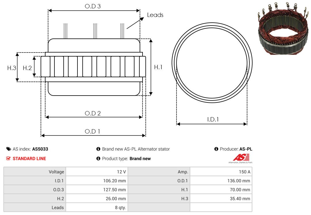 Levně Stator, generátor AS-PL AS5033
