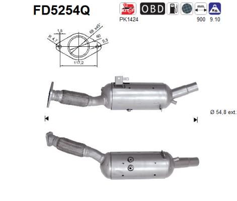Filtr sadzy / filtr cząstek stałych, układ wydechowy AS FD5254Q