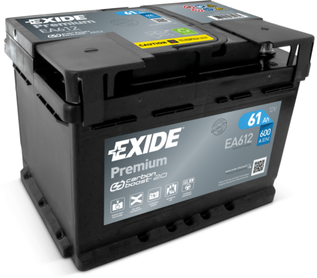Autobaterie Exide Premium 12V, 61Ah, 600A, EA612