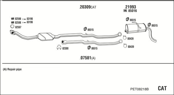 Układ wydechowy WALKER PET08218B