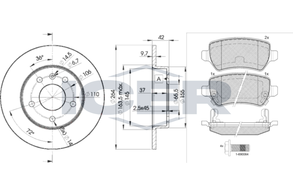 Zestaw do hamulców, hamulce tarczowe ICER 31622-9110