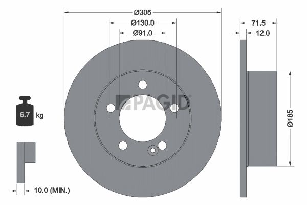 Tarcza hamulcowa PAGID 55288N