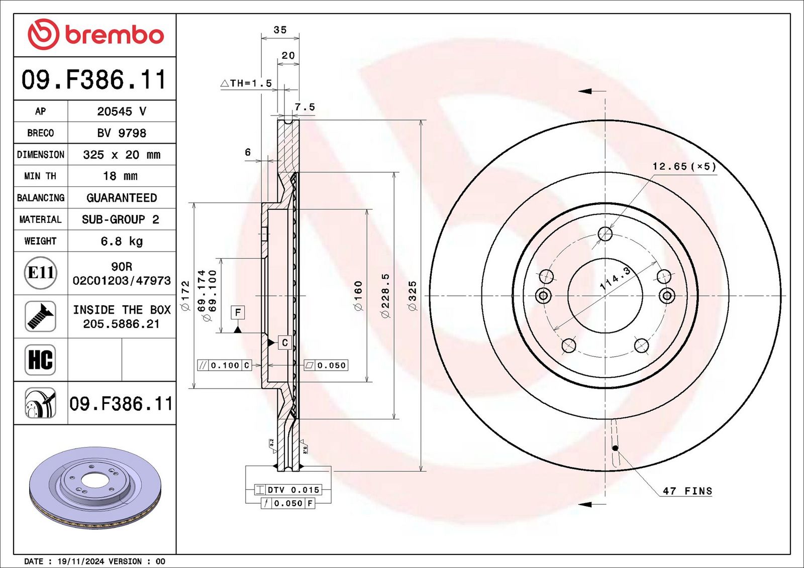 Disc frana BREMBO 09.F386.11