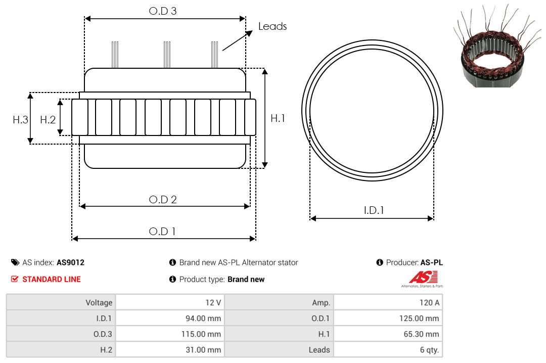 Levně Stator, generátor AS-PL AS9012