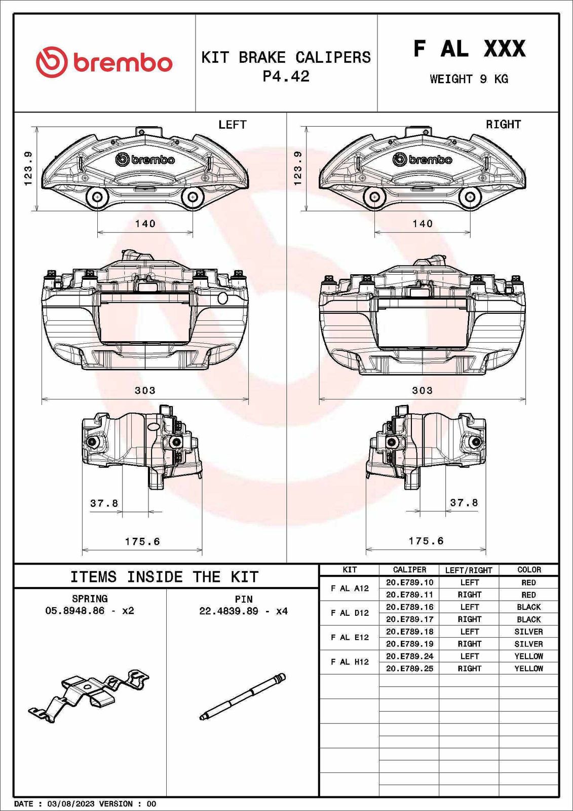 Zacisk hamulca - zestaw na oż BREMBO F AL A12
