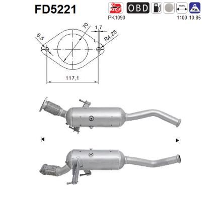 Filtr sadzy / filtr cząstek stałych, układ wydechowy AS FD5221