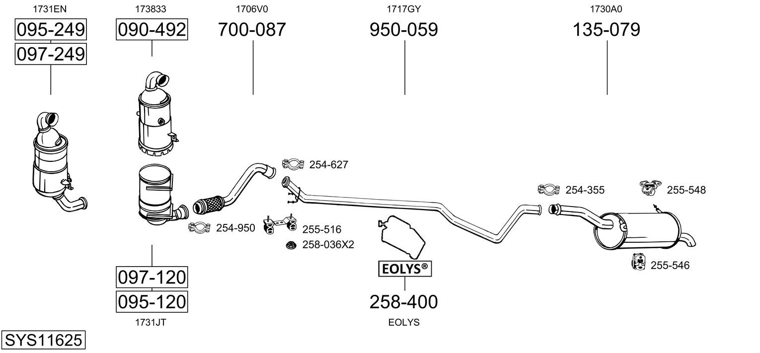 Układ wydechowy BOSAL SYS11625