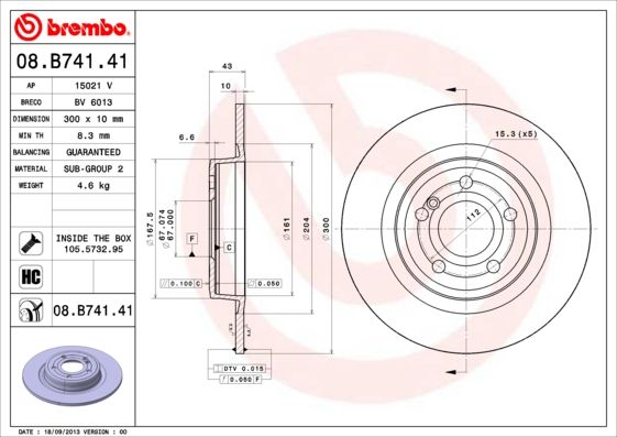 Brzdový kotouč BREMBO 08.B741.41