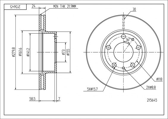 Tarcza hamulcowa HART 215 645