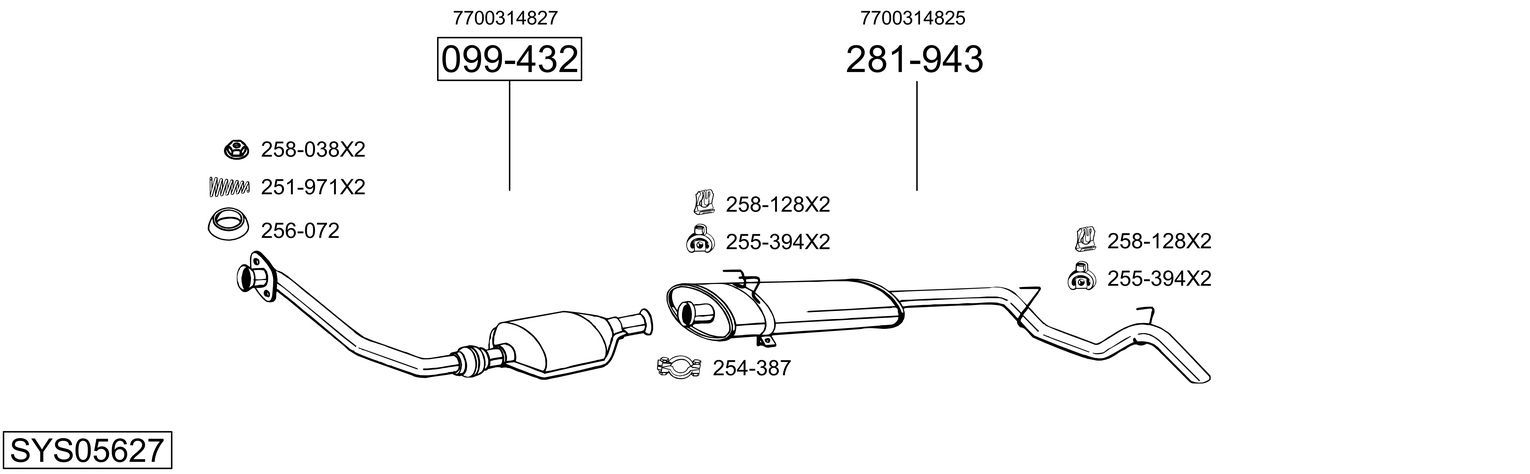 Układ wydechowy BOSAL SYS05627