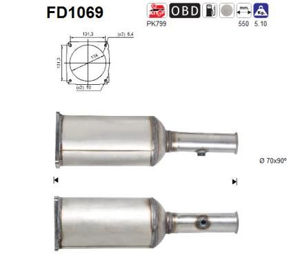 Filtr sadzy / filtr cząstek stałych, układ wydechowy AS FD1069