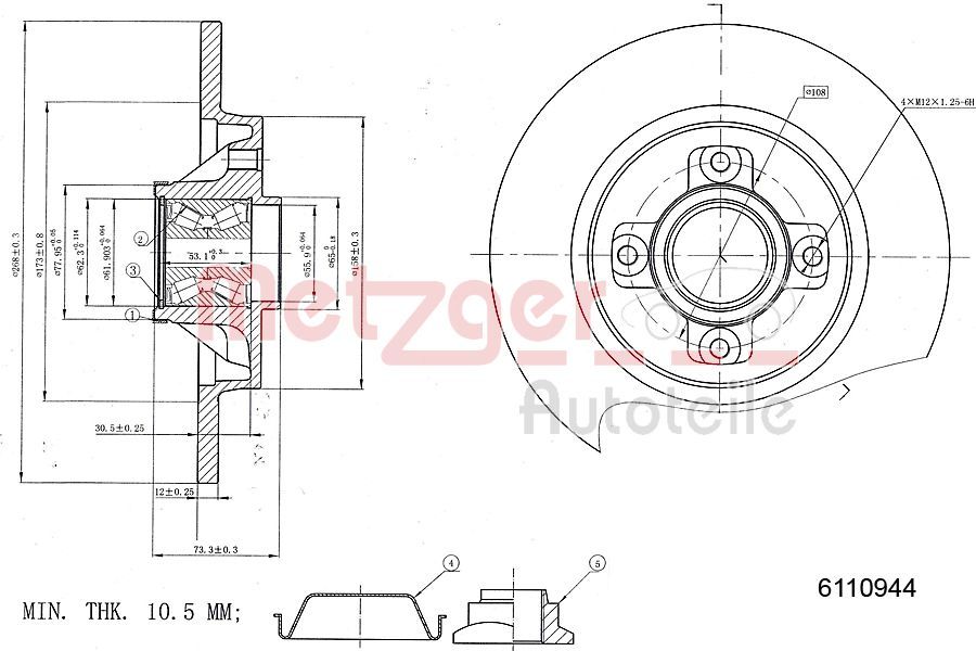 Tarcza hamulcowa METZGER AUTOTEILE 6110944
