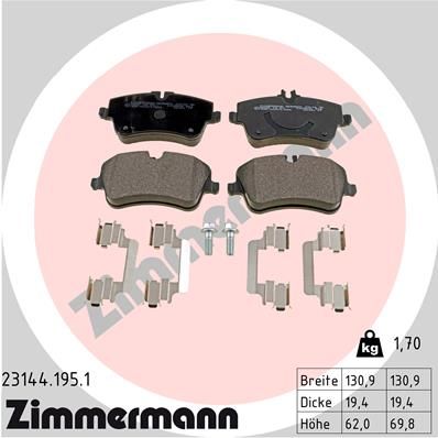 Sada brzdových destiček, kotoučová brzda ZIMMERMANN 23144.195.1