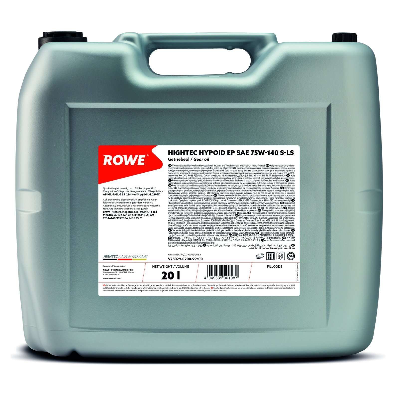 Ulei diferential ROWE HIGHTEC HYPOID EP SAE 75W-140 S-LS 25029-0200-99