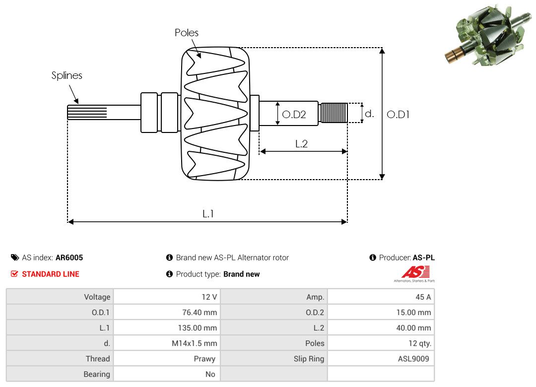 Levně Rotor, generátor AS-PL AR6005