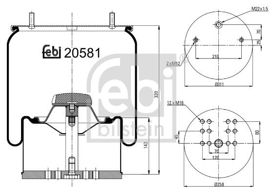 Burduf, suspensie pneumatica FEBI BILSTEIN 20581