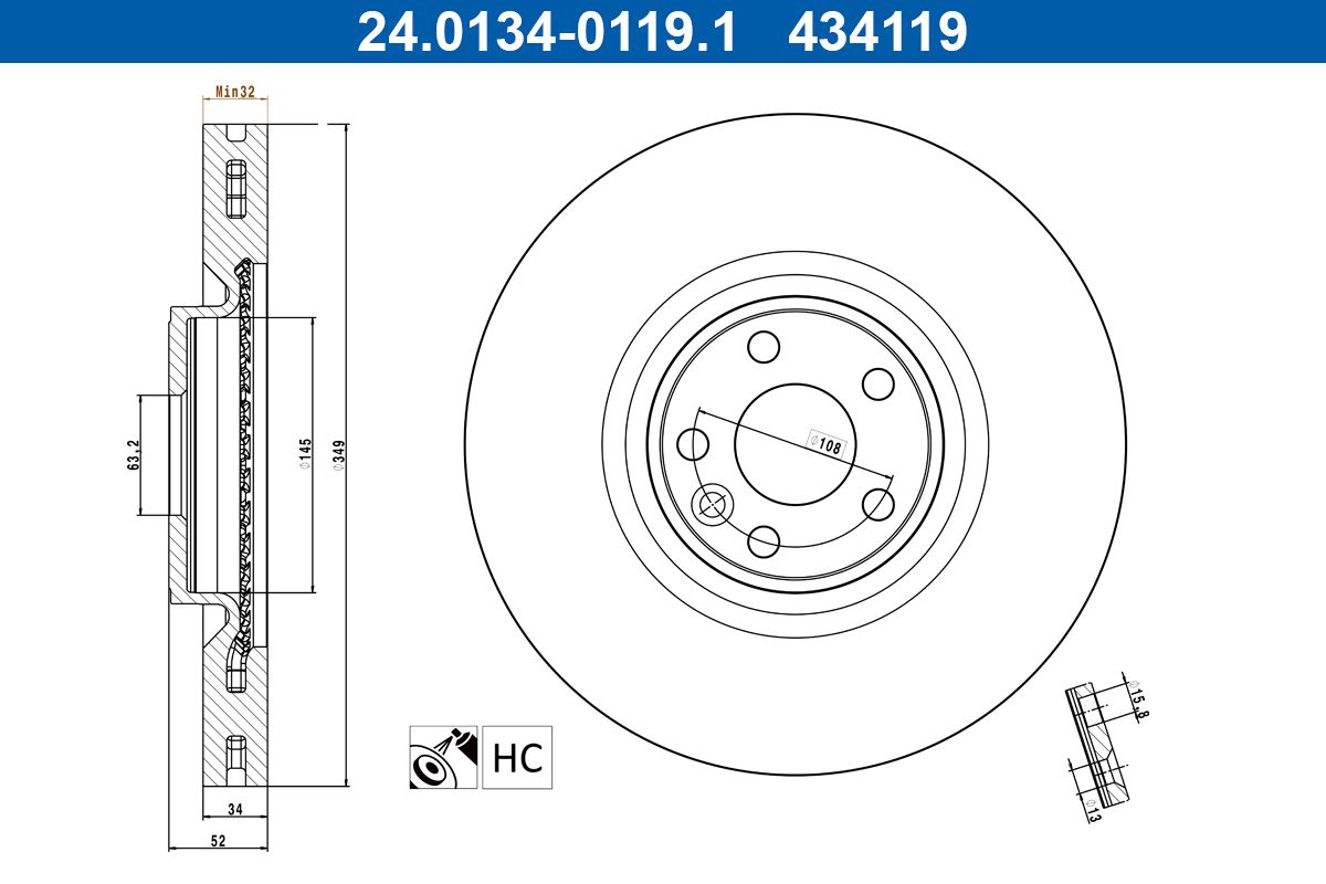 Tarcza hamulcowa ATE 24.0134-0119.1