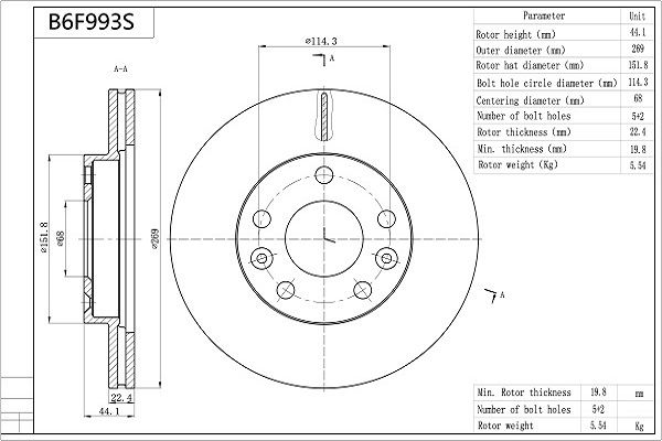 Tarcza hamulcowa AISIN B6F993S