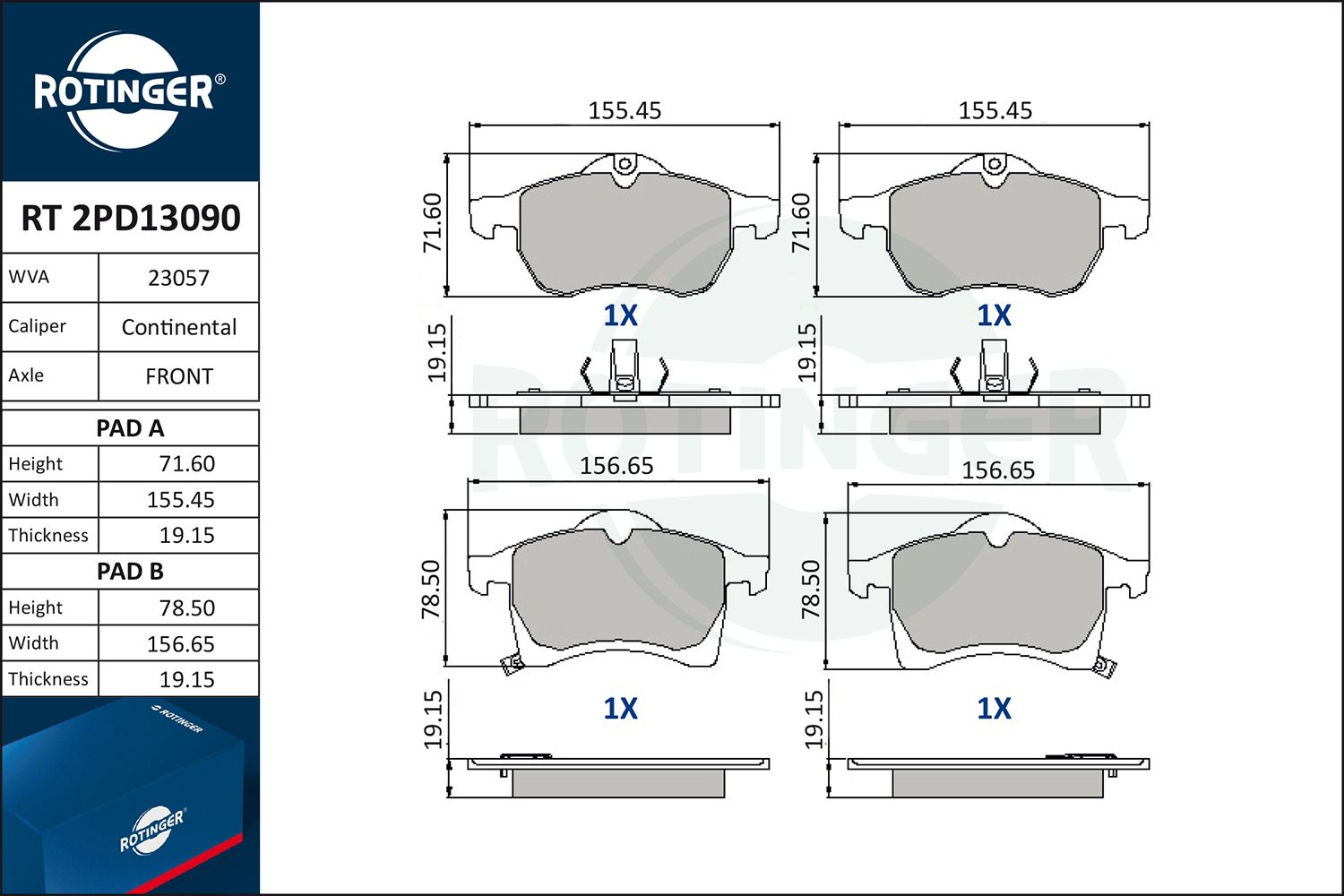 set placute frana,frana disc ROTINGER RT 2PD13090
