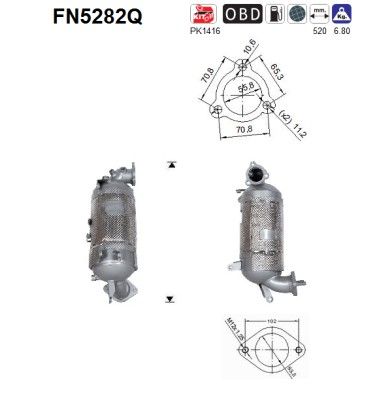 Filtr sadzy / filtr cząstek stałych, układ wydechowy AS 289B02F040
