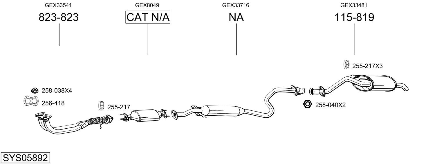 Układ wydechowy BOSAL SYS05892